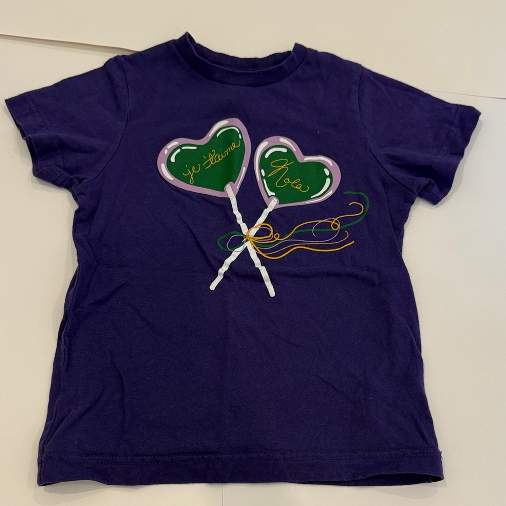Kids Mardi Gras Purple Heart Lollipop Graphic Tee